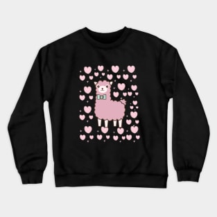 pink llamas and heart Crewneck Sweatshirt